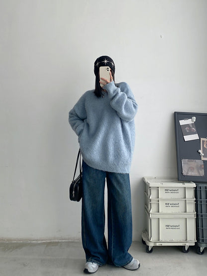 ライトタッチ オーバーサイズ クルーネックニット（AVN040）