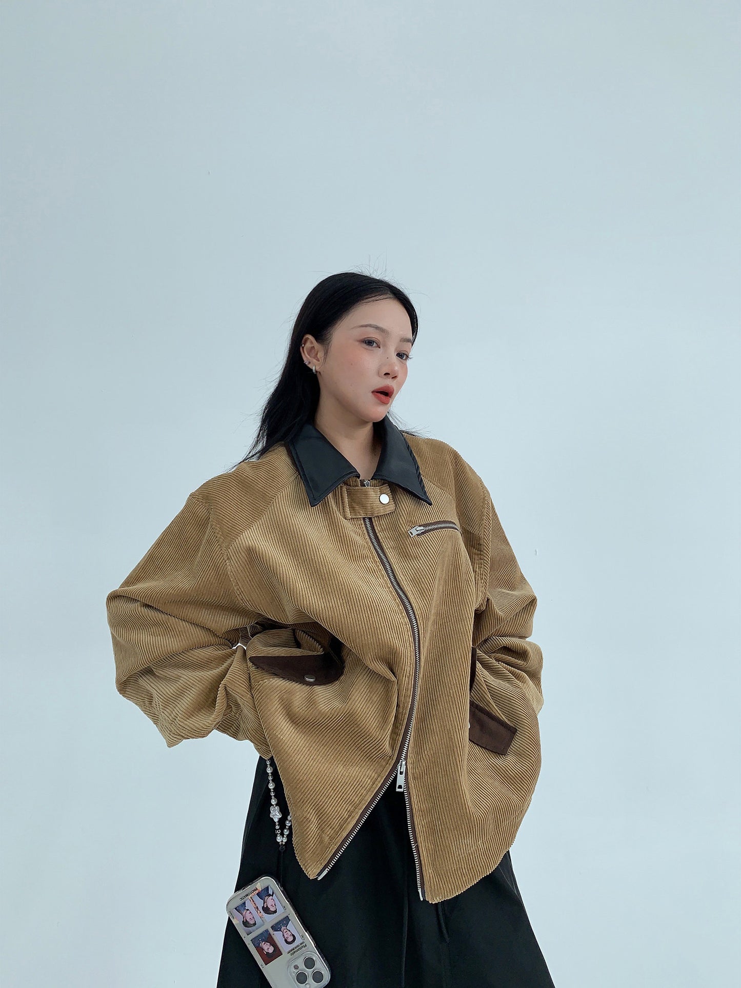 美式バーン風 コーデュロイ短丈ジャケット（AVN075）