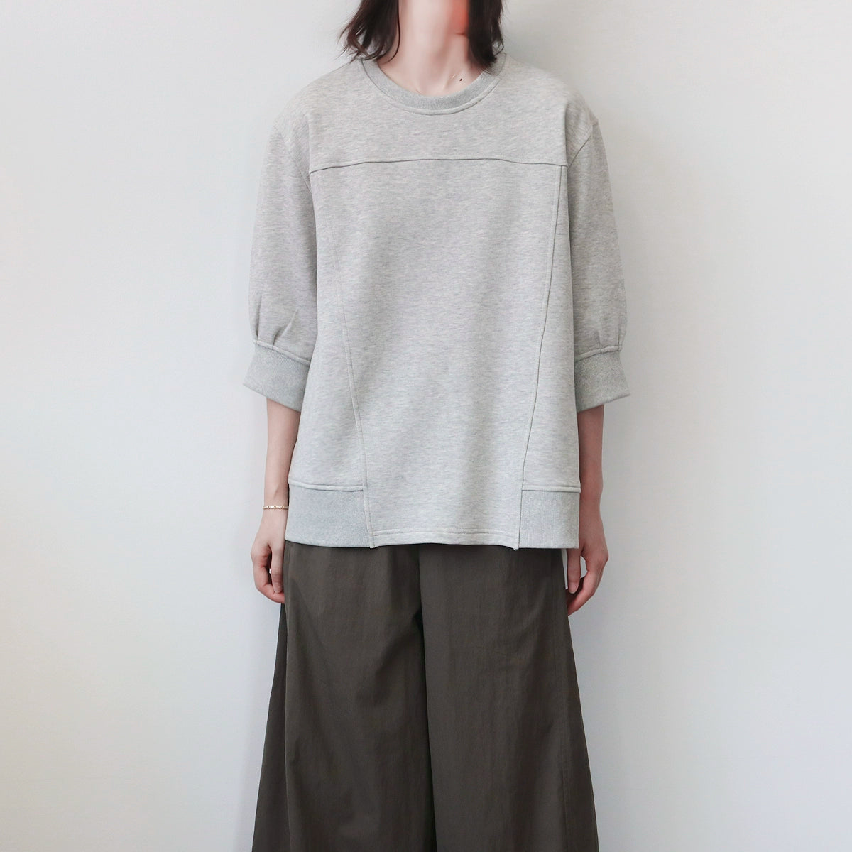 7分袖バックスリットゆるスウェットトップス(HU941)