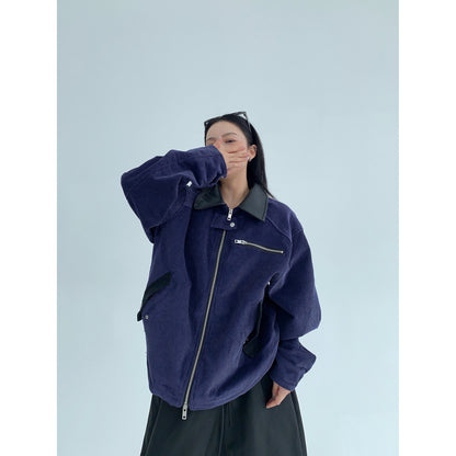 美式バーン風 コーデュロイ短丈ジャケット（AVN075）