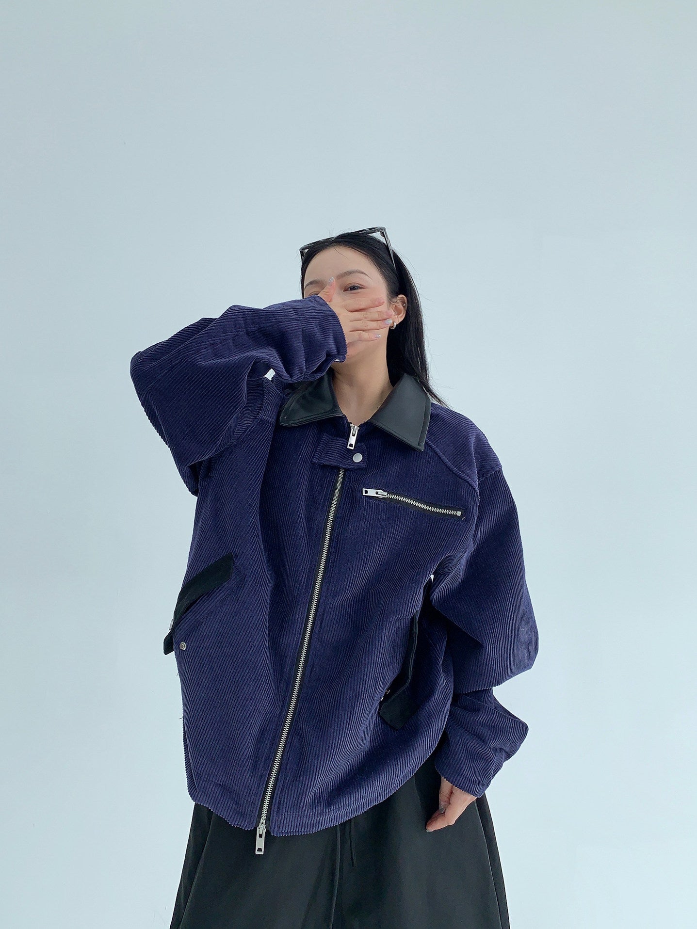 美式バーン風 コーデュロイ短丈ジャケット（AVN075）