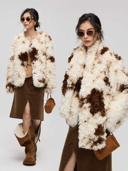 ミルクブラウン短丈アウター＋マフラー（AVN023）