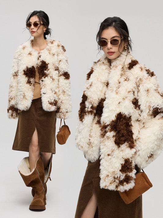 ミルクブラウン短丈アウター＋マフラー（AVN023）