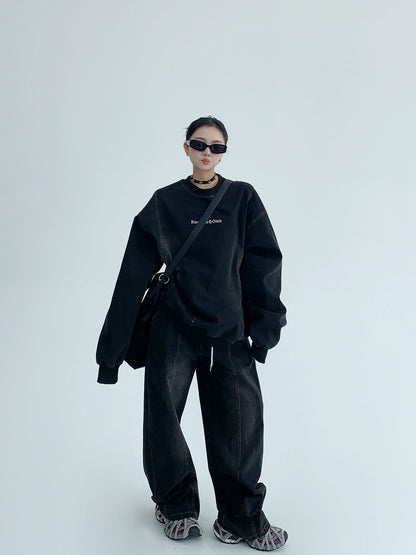 デニムウォッシュスウェット｜重厚ウォッシュ加工×ストリート（MF294）