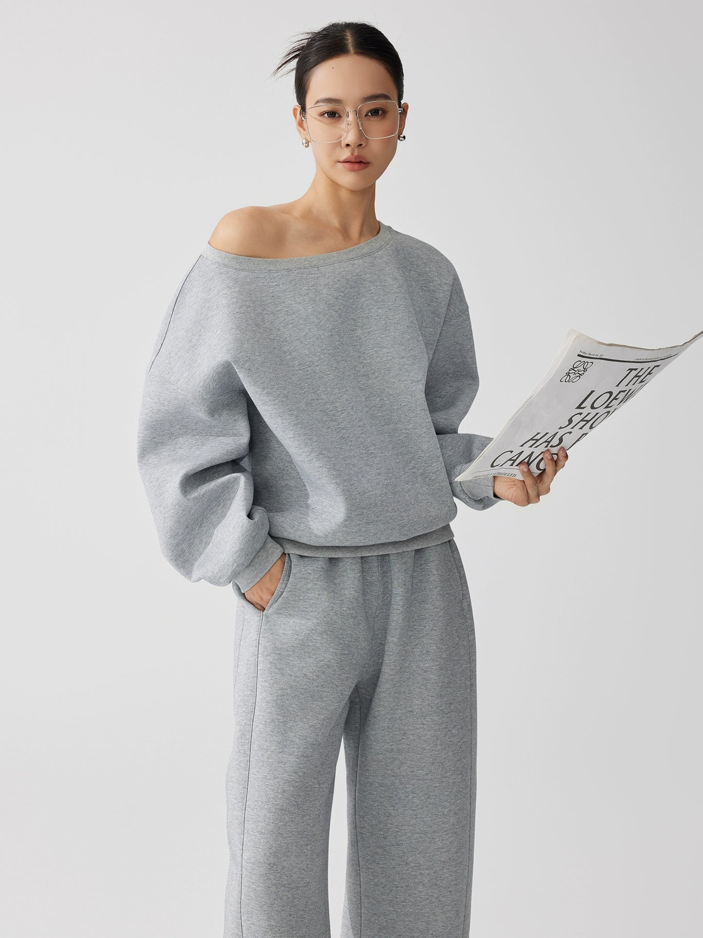 斜めワンショルダー×ストレートスウェット 上下別売り(HU004)