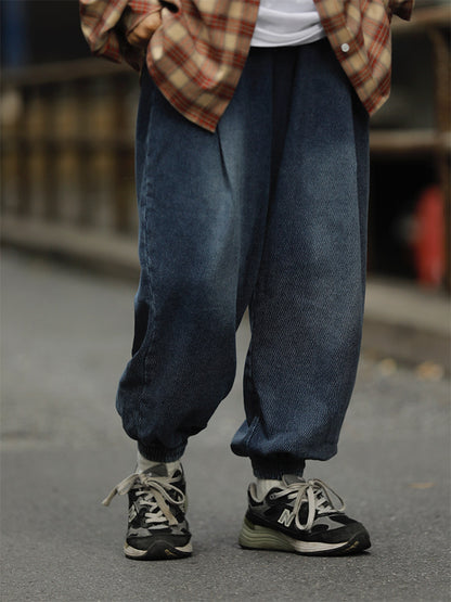 日系ゆるシルエット・ドローストリングデニムパンツ（HU171）