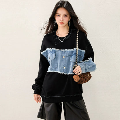 デニムスリーブスウェット｜ルーズトレーナー（CZ012）