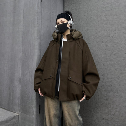 フード羽織ダウンコート（HU599）