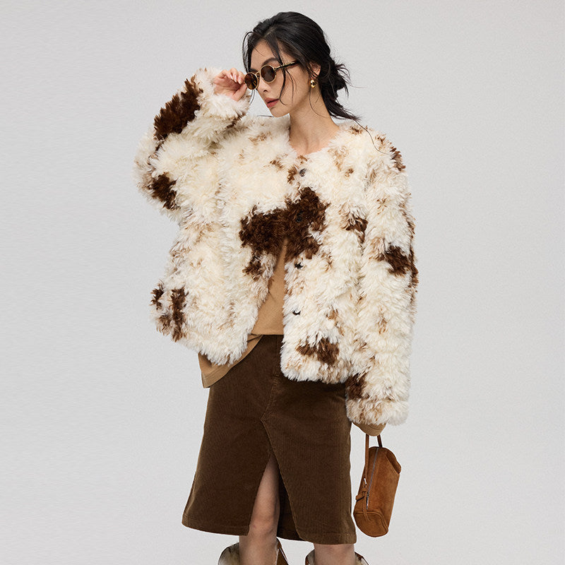 ミルクブラウン短丈アウター＋マフラー（AVN023）