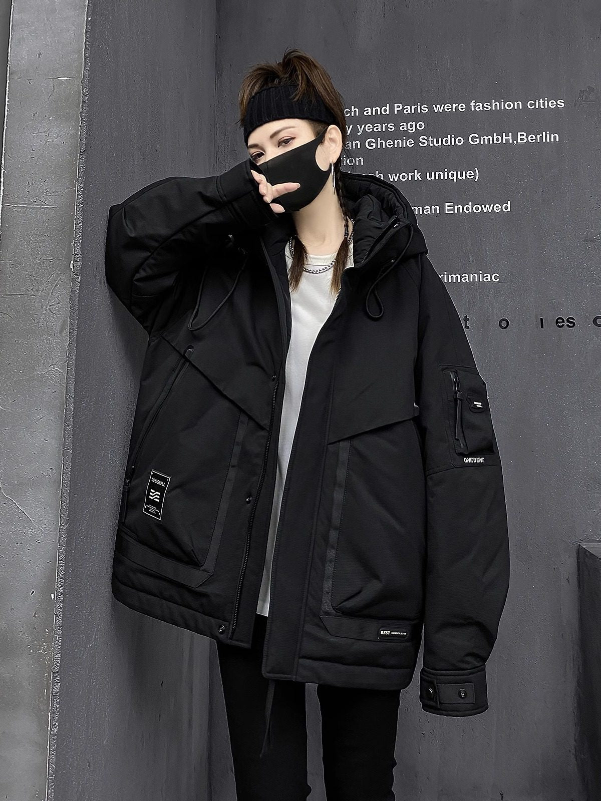 Mスタイル・オーバーサイズ防寒パーカー （HU099）