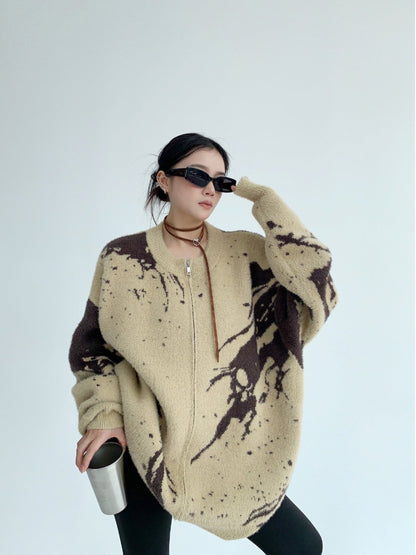 重厚フェイクミンク オーバーサイズ ニットカーディガン（AVN061）