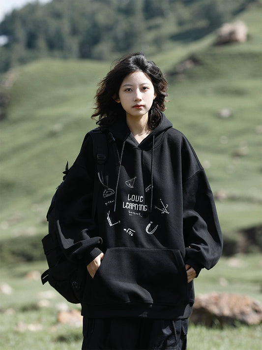 ゆるダボ・ヴィンテージプリント加絨フーディ(CA389)