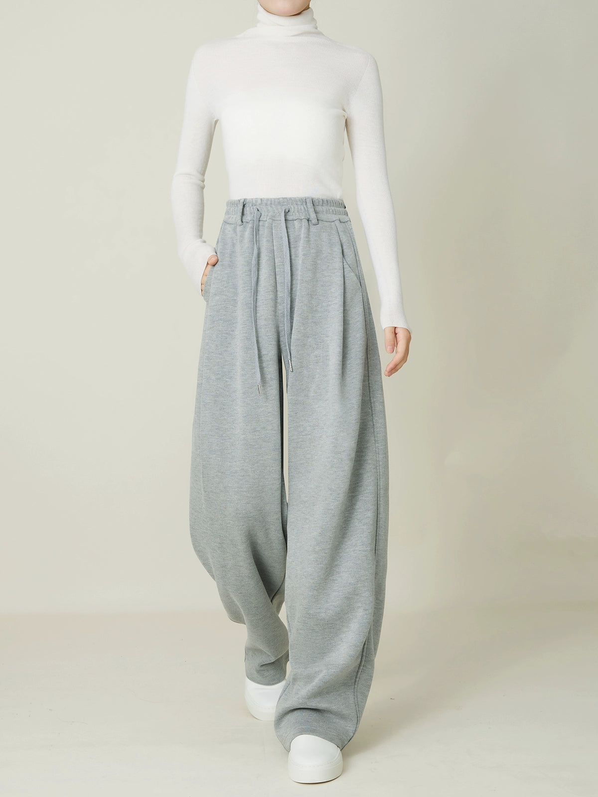 バナナシルエットパンツ｜裏起毛 加厚スウェット風ワイド(CZ356)