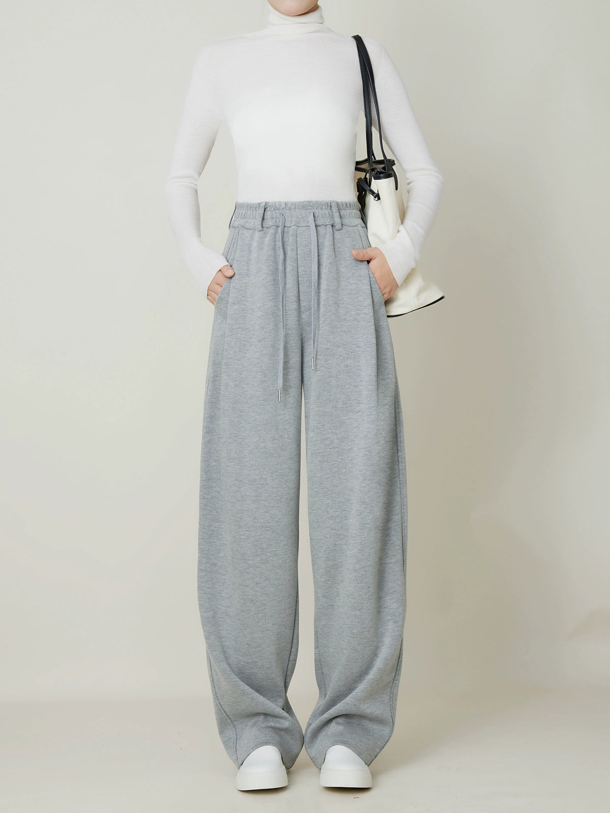 バナナシルエットパンツ｜裏起毛 加厚スウェット風ワイド(CZ356)