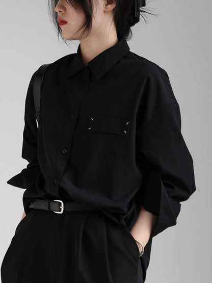 デザインブラックシャツ｜高級感 黒シャツ(MF938)