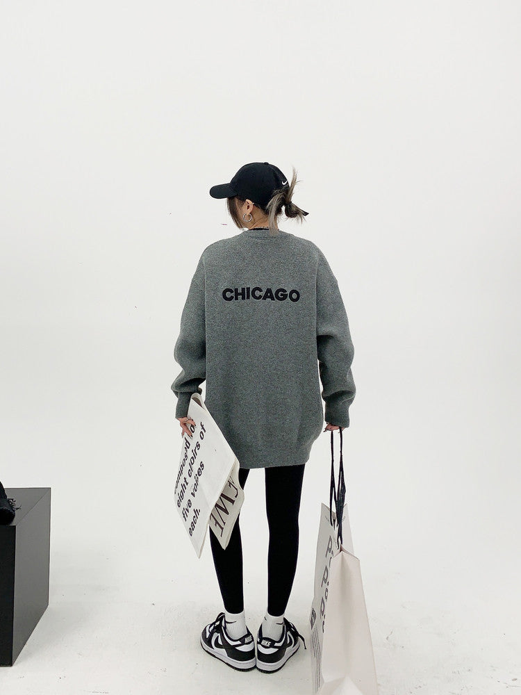 CHICAGO刺繍 重磅オーバーサイズニット（厚手）（AVN055）