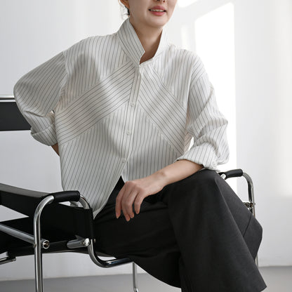 ストライプスタンドカラーシャツ（CA382）