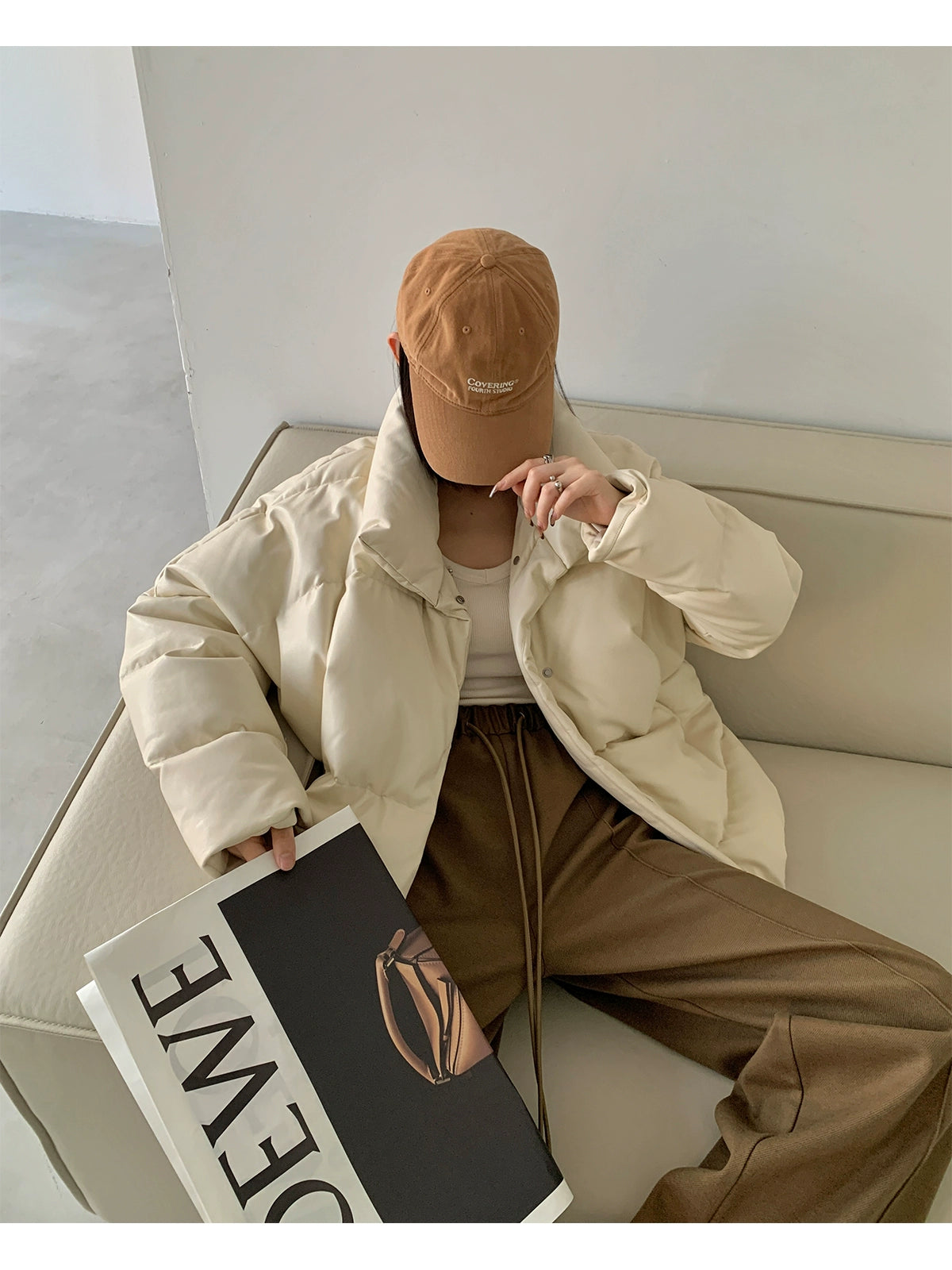 高級感レザーベルト切替ワイドスラックス(CZ329)