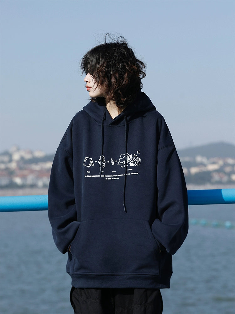 日系レトロ×ゆる感イラスト裏起毛パーカー(CA388)