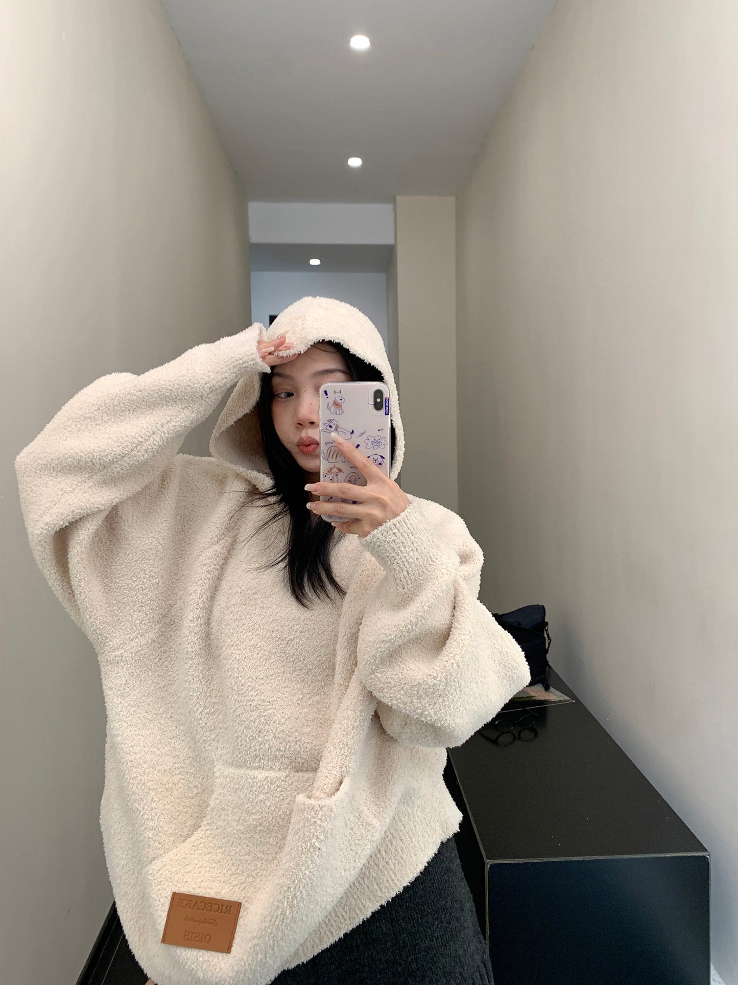 ソフトニット 加厚 オーバーサイズ フーディニット（AVN065）