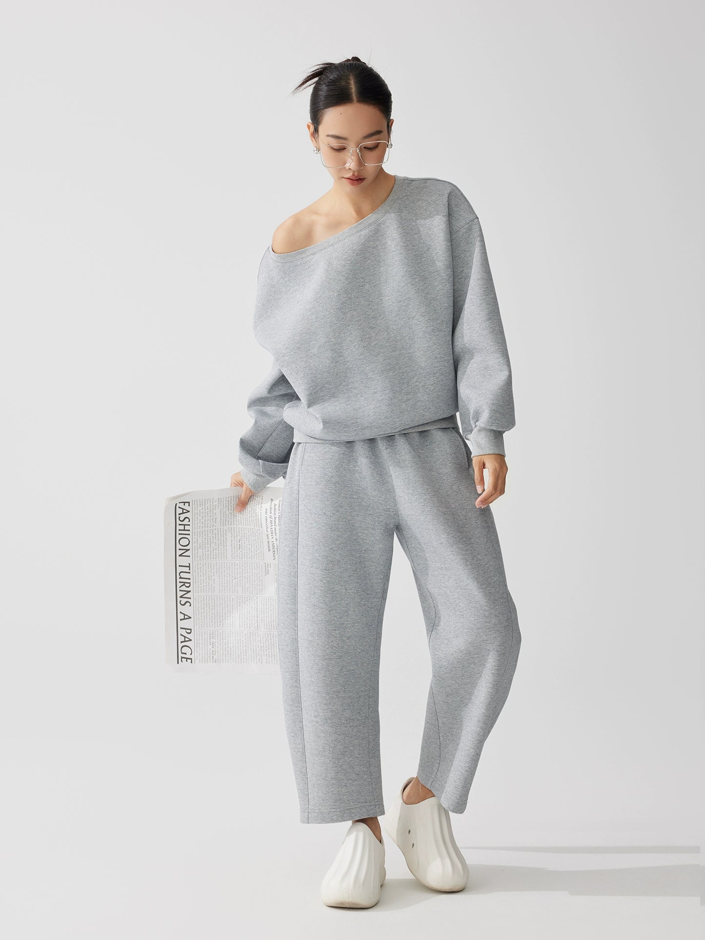 斜めワンショルダー×ストレートスウェット 上下別売り(HU004)