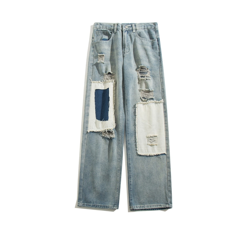 アメリカンストリート パッチワークデニム|ワイドジーンズ（MF291）