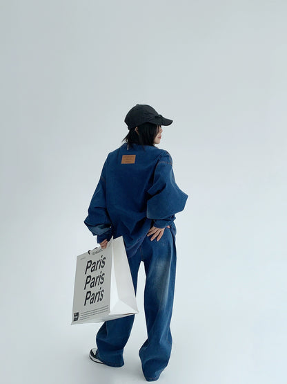 デニムウォッシュスウェット｜重厚ウォッシュ加工×ストリート（MF294）