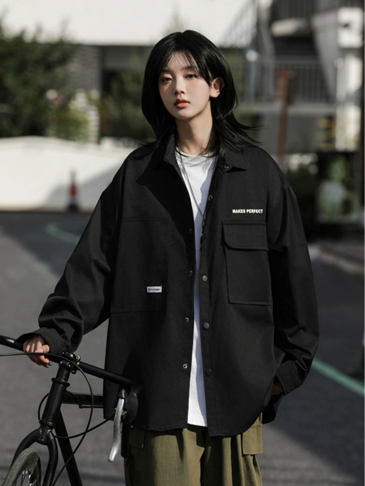 日系ルーズワークシャツジャケット(HU938)