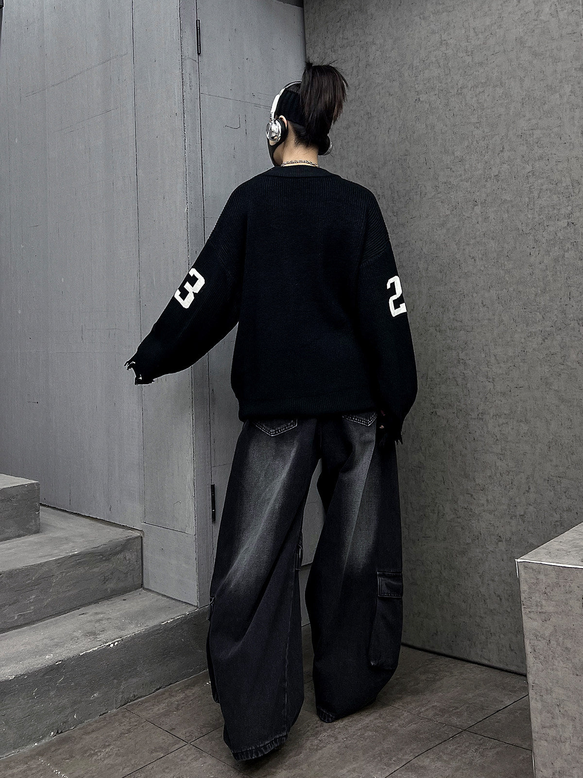 クール×ストリート（ニットトップス＋ワイドデニム）（AVN001）