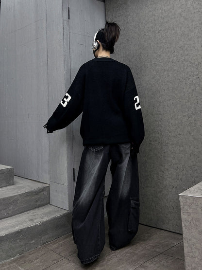 クール×ストリート（ニットトップス＋ワイドデニム）（AVN001）
