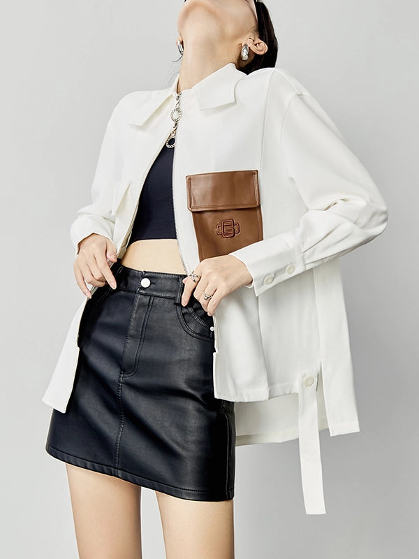 バイカラーポケット アシンメトリーシャツジャケット（CZ010）