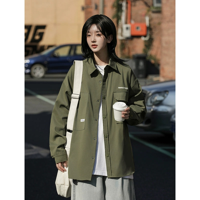 日系ルーズワークシャツジャケット(HU938)