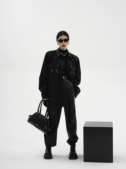 レザーシャツジャケット｜オーバーサイズ デザインシャツ(CZ198)