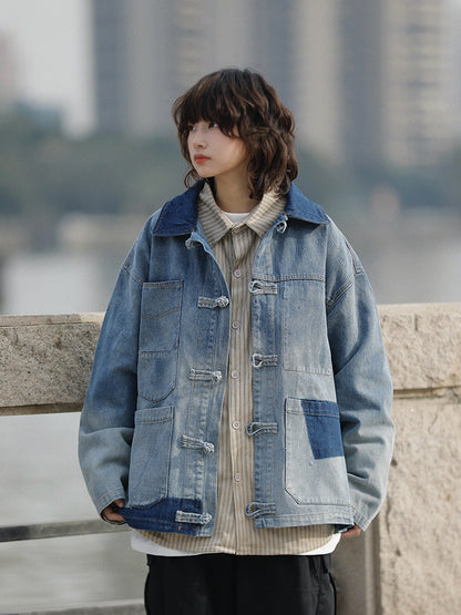 春秋デニム×盤扣チャイナジャケット（CAJ009）