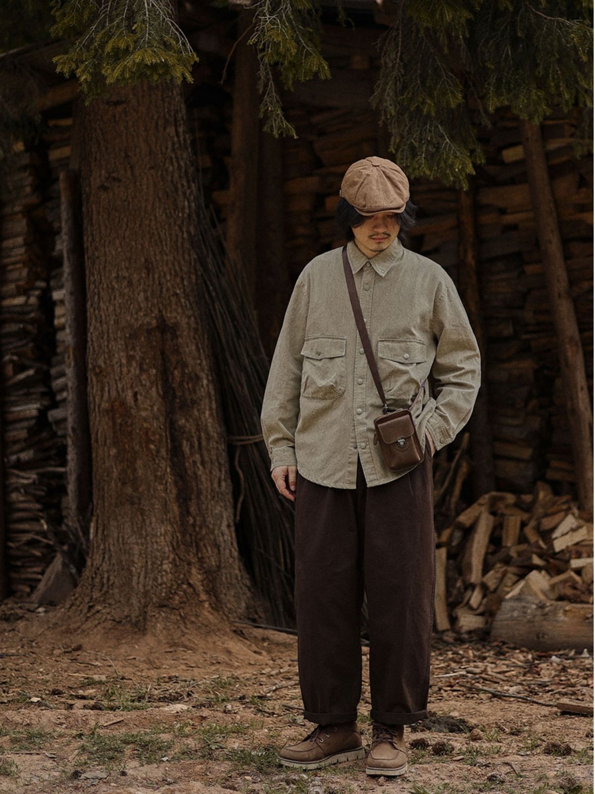 日系レトロ・ワイドテーパード工装パンツ（AVN003）