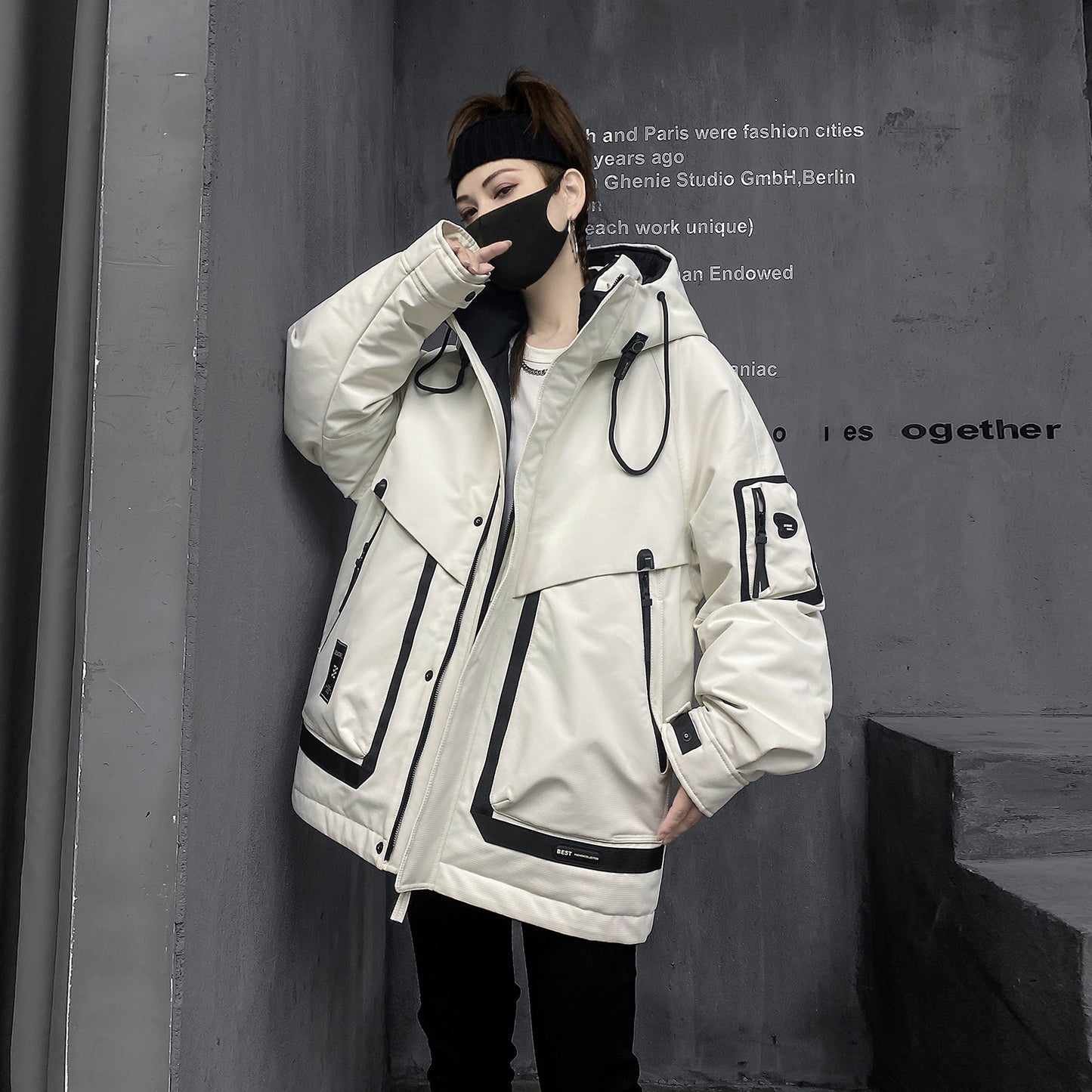 Mスタイル・オーバーサイズ防寒パーカー （HU099）