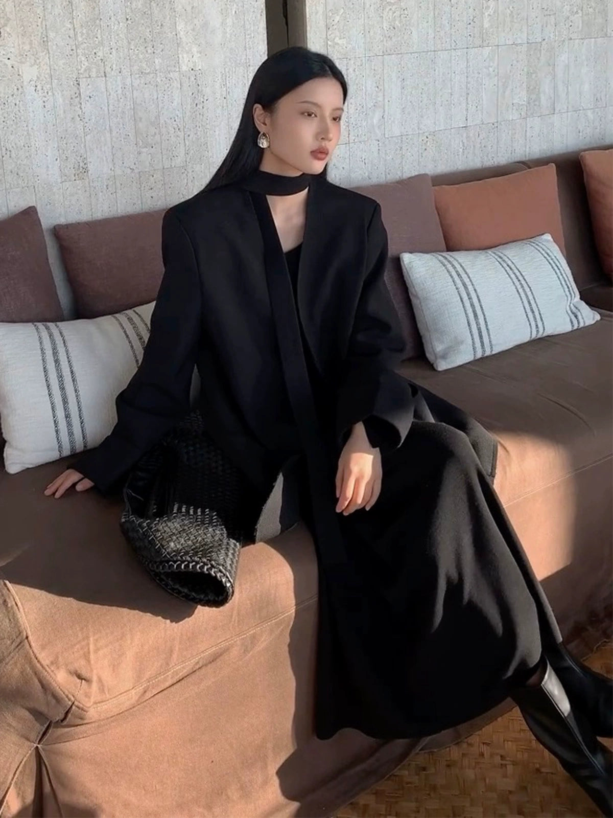 高級感ブラックテーラードジャケット(MF287)