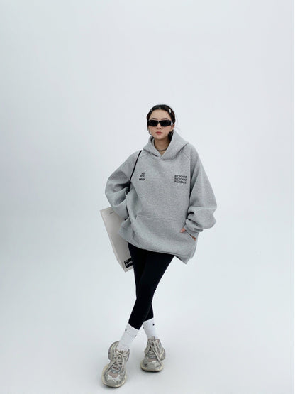 オーバーサイズ 裏起毛フーディ（植毛プリント）（AVN057）