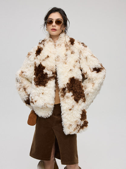 ミルクブラウン短丈アウター＋マフラー（AVN023）