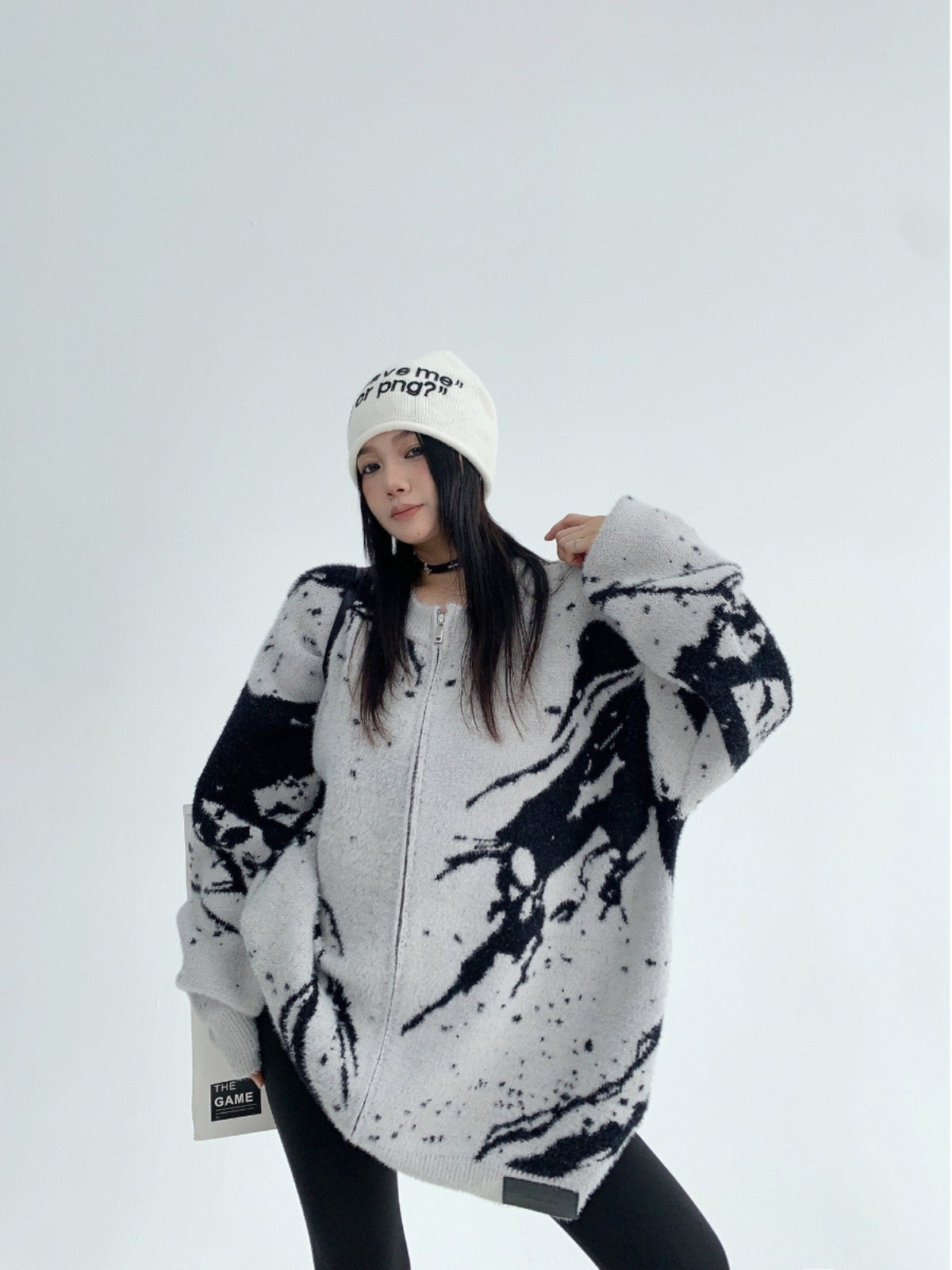 重厚フェイクミンク オーバーサイズ ニットカーディガン（AVN061）