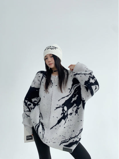 重厚フェイクミンク オーバーサイズ ニットカーディガン（AVN061）