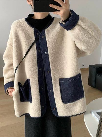 切り替えボアブルゾン｜もこもこジャケット（HU288）