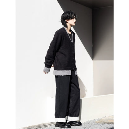 ピグメントモヘア配色カーディガン（HU600）