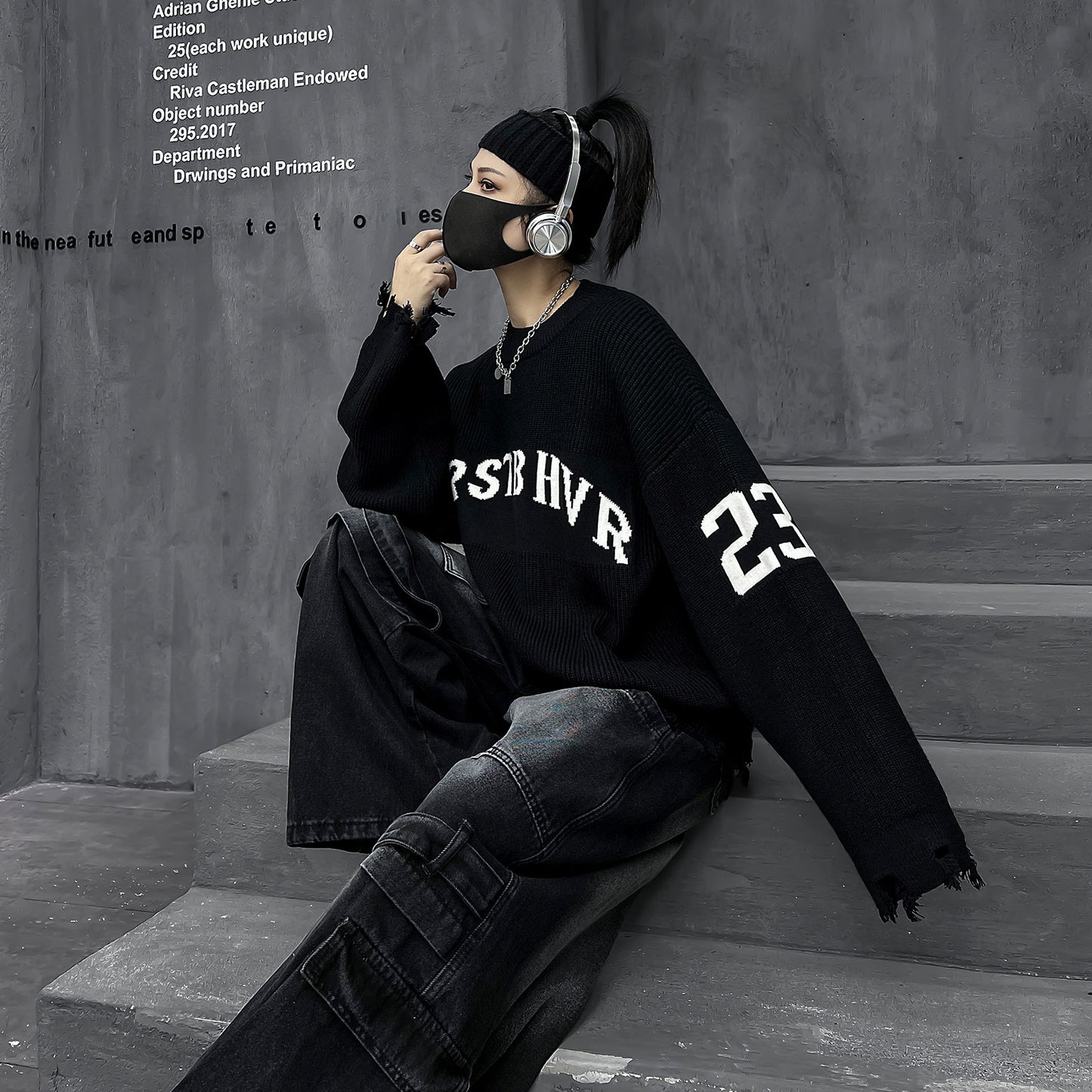 クール×ストリート（ニットトップス＋ワイドデニム）（AVN001）