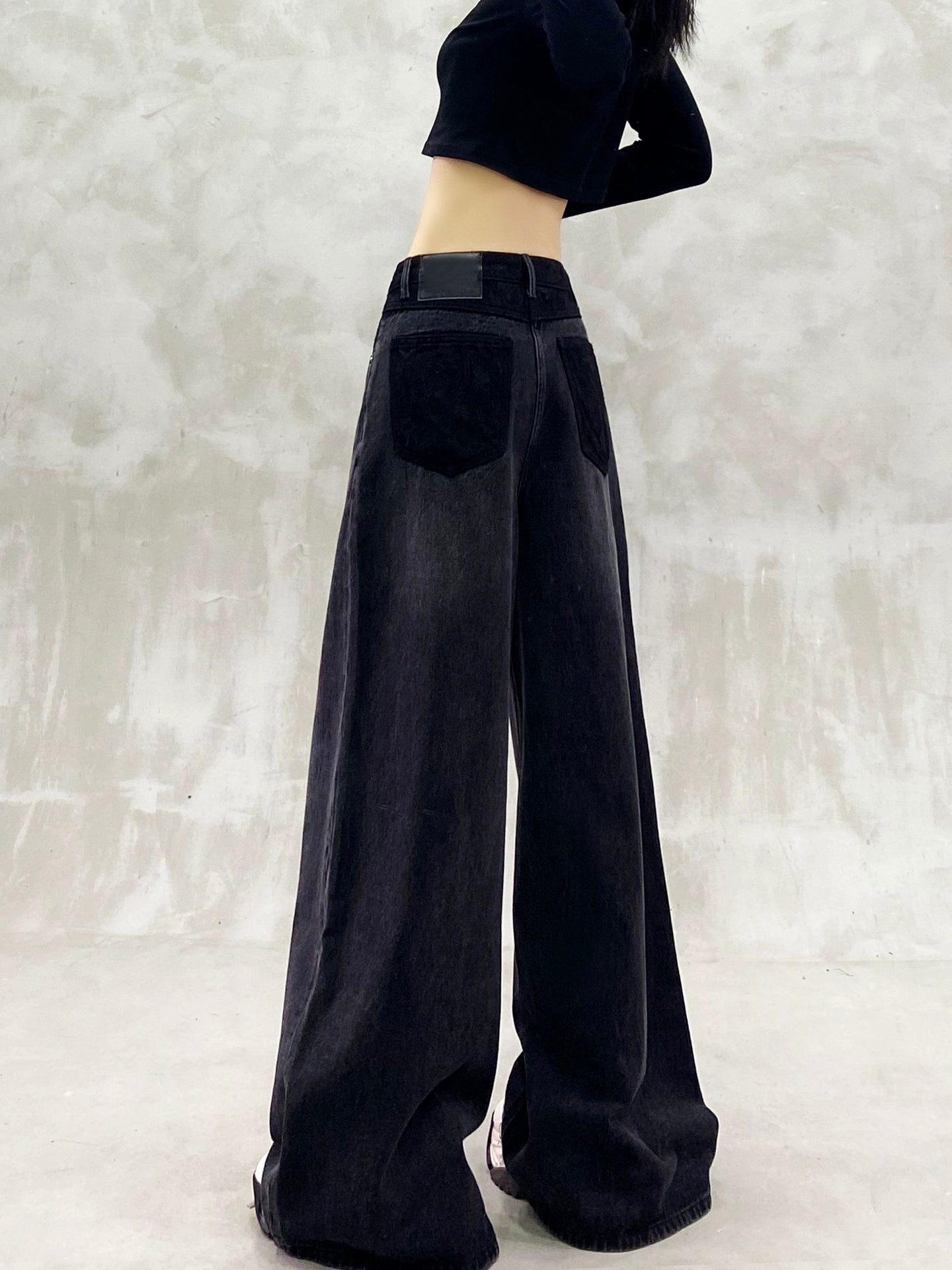 レースポケット切替デニムワイドパンツ｜ストリートモード(HU287)