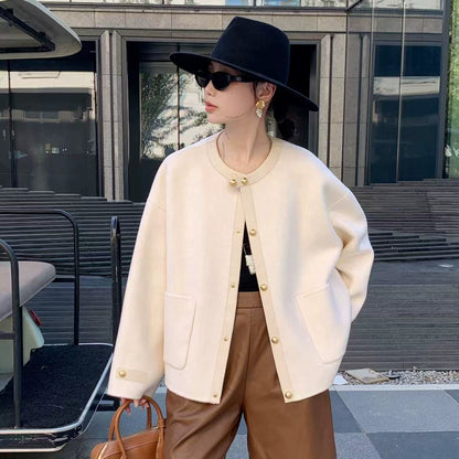 ラウンドネックショートコート（HU926）