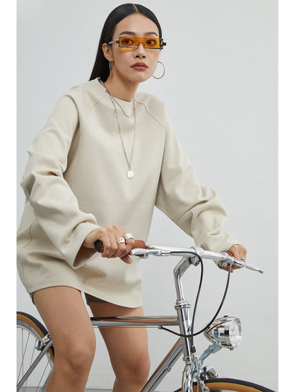 羊角スリーブデザイン 長袖ゆるTシャツ（AVN022）