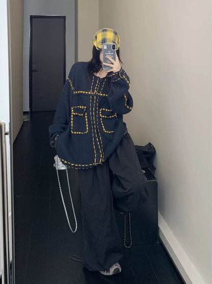 ヴィンテージハンドステッチ風ニットジャケット(MF295)