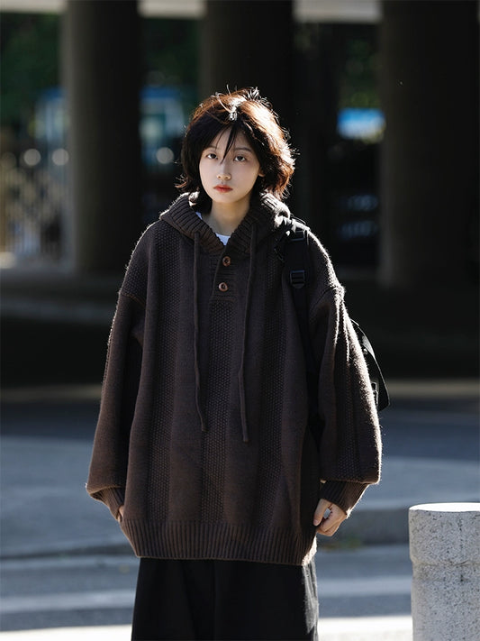 日系ゆる編みニットパーカー(CZ017)