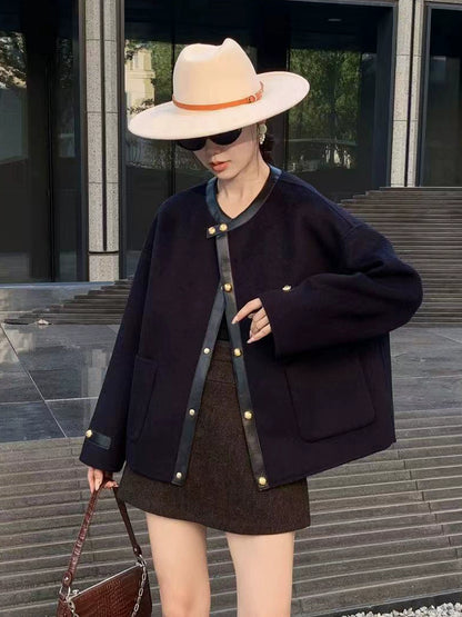 ラウンドネックショートコート（HU926）